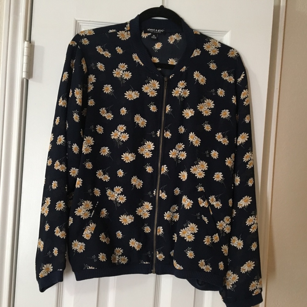 About a Girl LA Jacket with Flowers Size XL